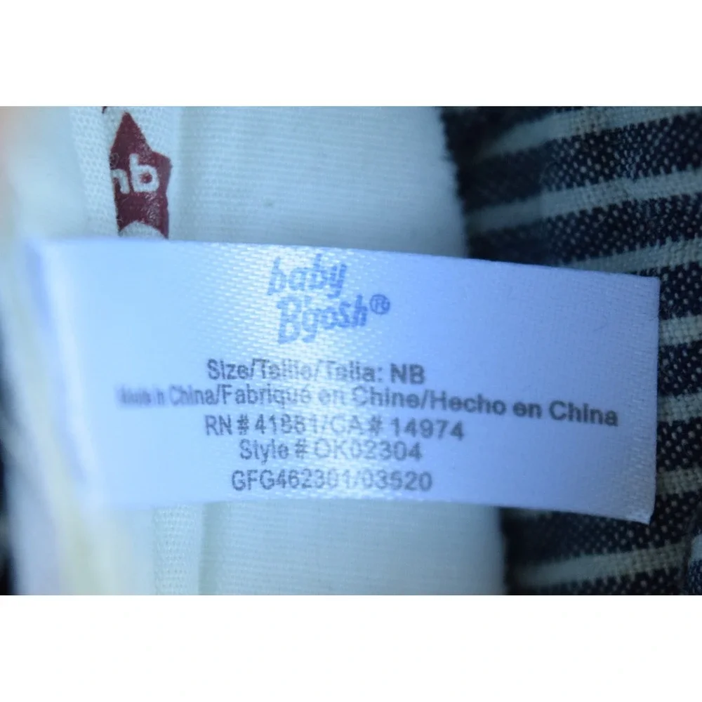 Baby B'gosh Crib Shoes Kids NB Blue White Excellent Striped Hook Loop OK02304